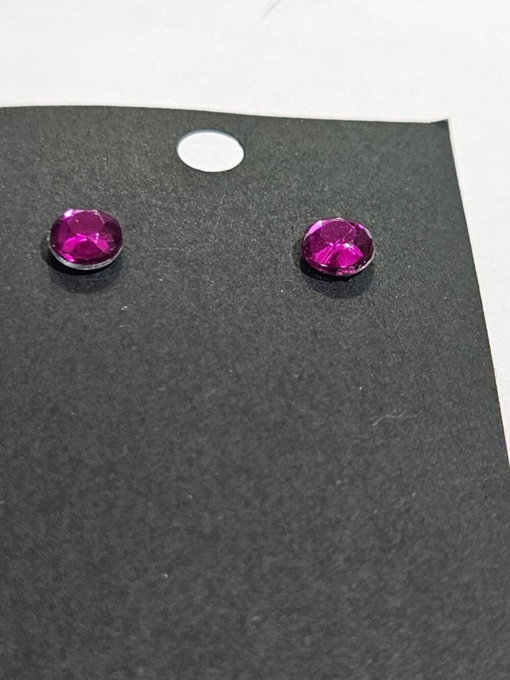Fuchsia Rhinestone Stud Earrings 0.25 inch